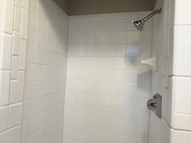 bathroom with a tile shower