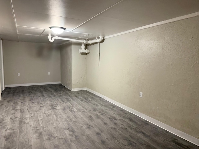 basement featuring hardwood / wood-style floors