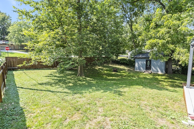 view of yard with a shed