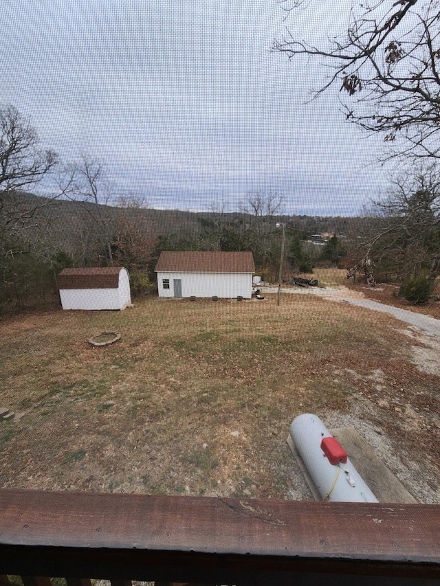 view of front facade with an outbuilding