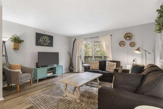 living room with light hardwood / wood-style flooring