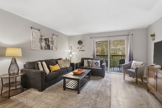 living room featuring light wood-type flooring