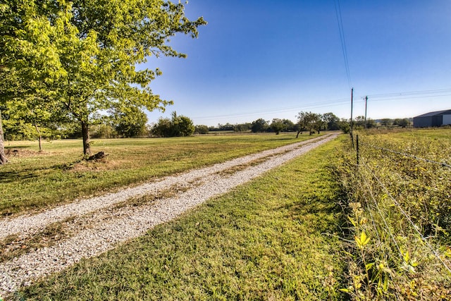 view of road featuring a rural view