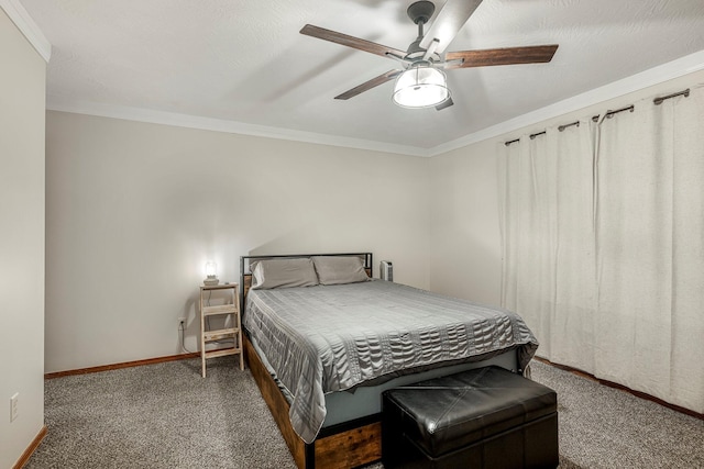 776 S Pinehurst St, Nixa, MO 65714 - bedroom featuring ornamental molding, carpet flooring, baseboards, and ceiling fan