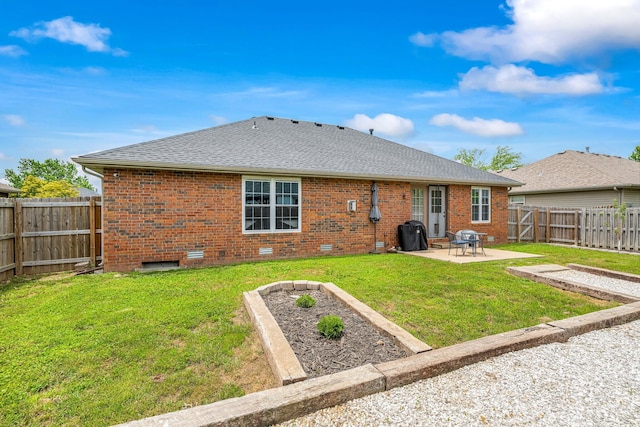 776 S Pinehurst St, Nixa, MO 65714 - back of house with a patio area, roof with shingles, and brick siding