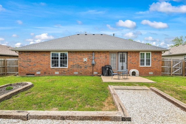 776 S Pinehurst St, Nixa, MO 65714 - back of property featuring crawl space, a patio, brick siding, and a shingled roof