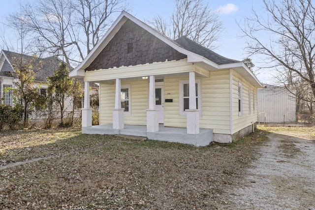 bungalow-style home featuring covered porch