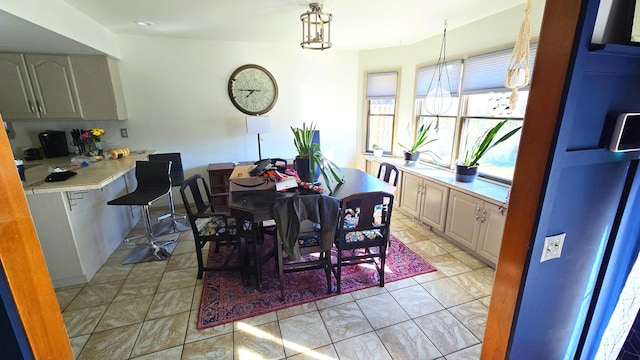 view of tiled dining area