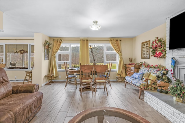 dining space featuring light hardwood / wood-style floors