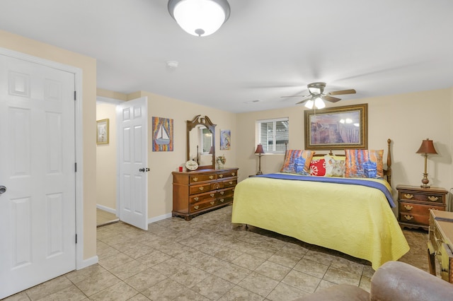 bedroom featuring ceiling fan