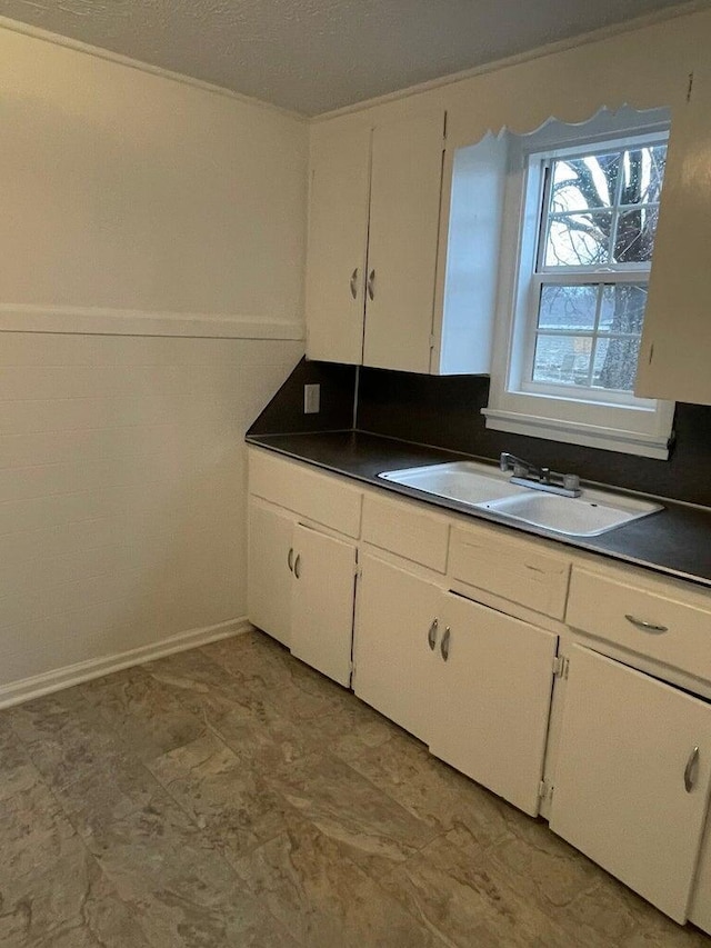 kitchen with white cabinets and sink