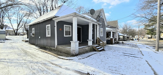 view of snow covered exterior