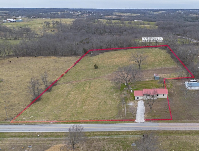 drone / aerial view featuring a rural view