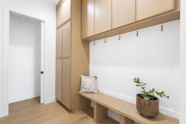 mudroom featuring light hardwood / wood-style flooring