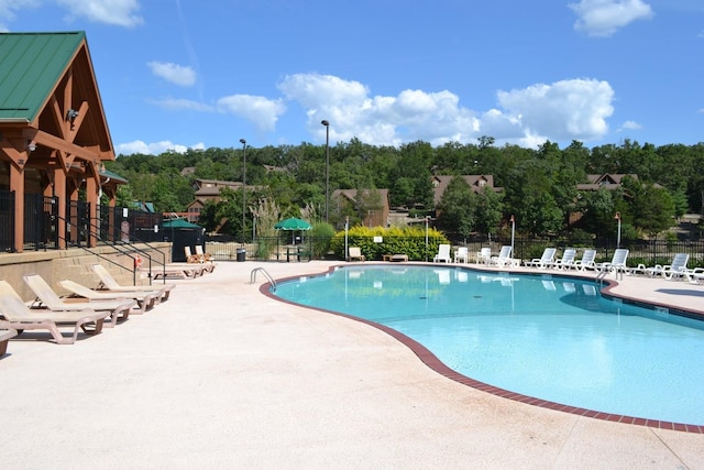 view of pool featuring a patio area