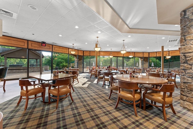 dining room with carpet floors