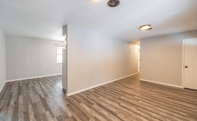 empty room with dark wood-type flooring