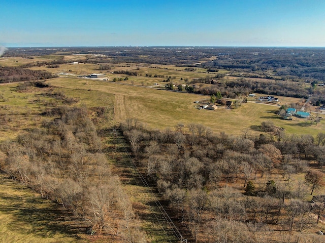 drone / aerial view with a rural view