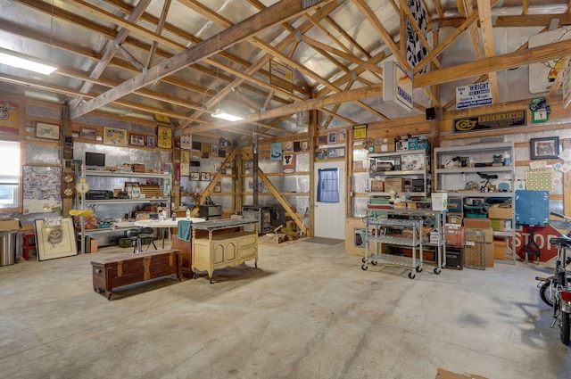 interior space featuring a workshop area