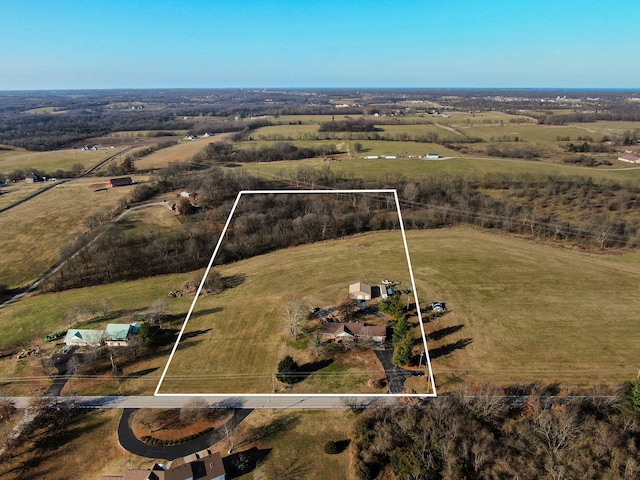 aerial view with a rural view