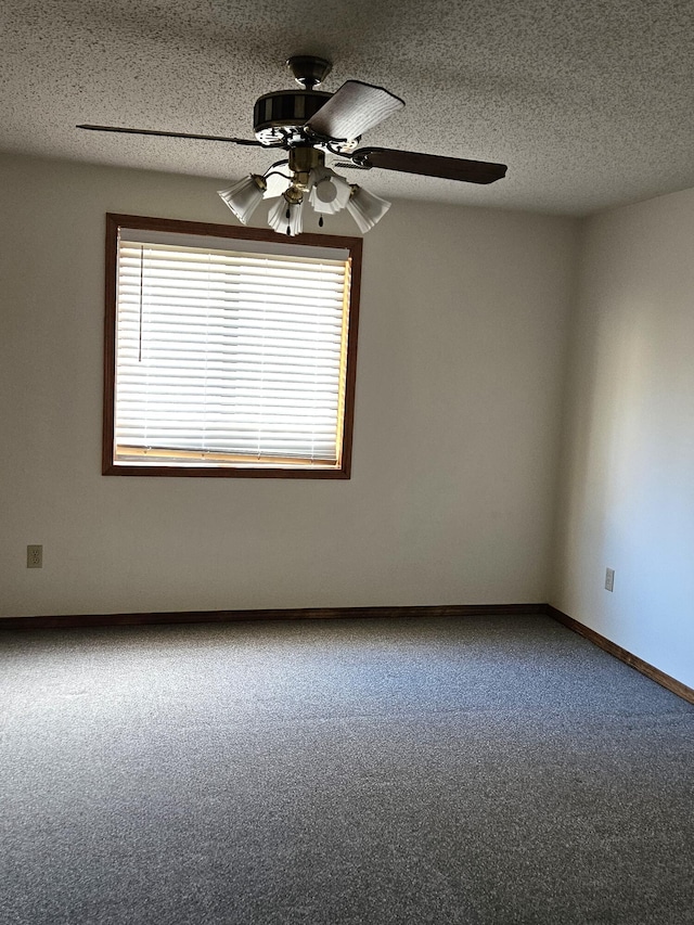 empty room featuring carpet, a textured ceiling, and a wealth of natural light