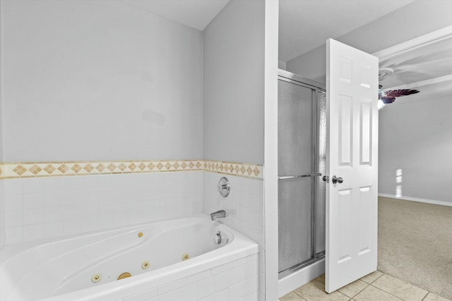 bathroom featuring tile patterned floors and independent shower and bath