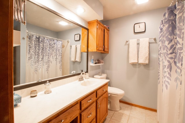 bathroom featuring tile patterned flooring, vanity, and toilet