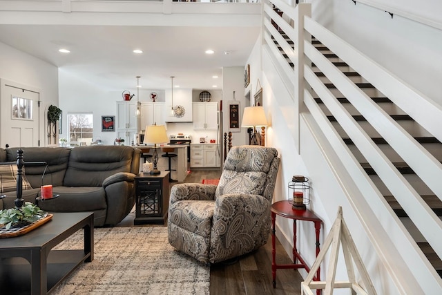 living room with light hardwood / wood-style floors