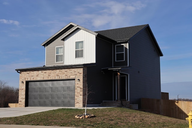 view of front property with a garage