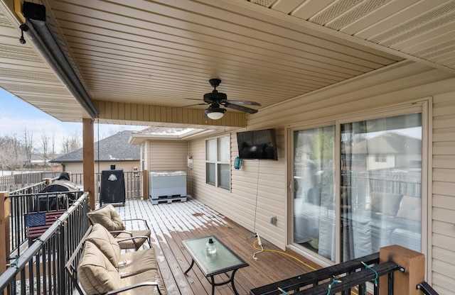 deck featuring ceiling fan