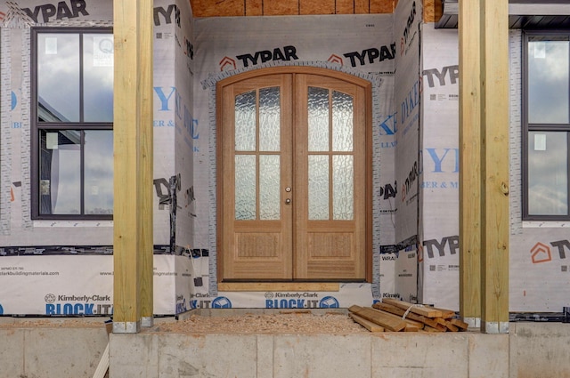 property entrance with french doors