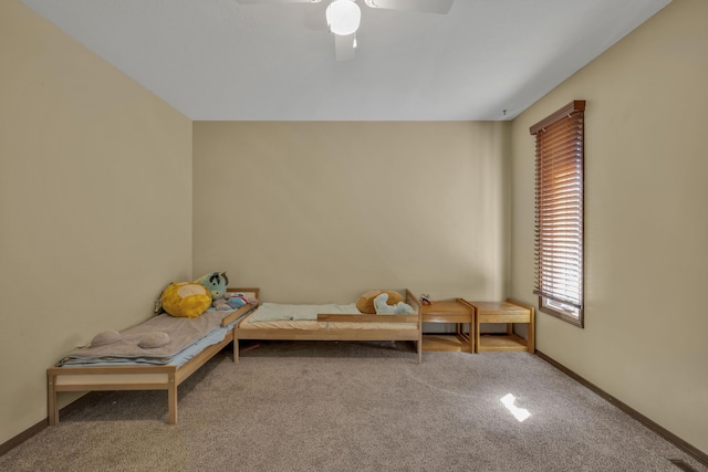 bedroom with carpet and ceiling fan