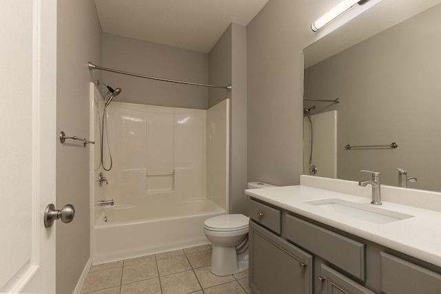 full bathroom featuring tile patterned floors, vanity, toilet, and shower / bath combination