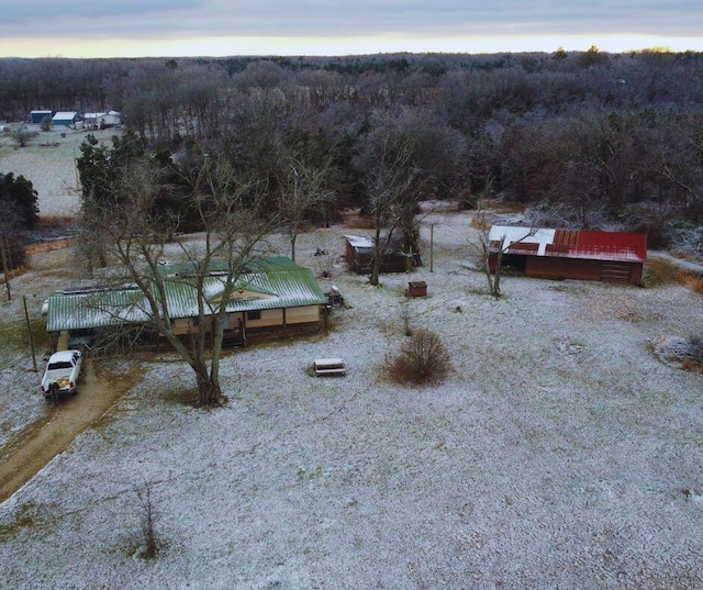 view of aerial view at dusk