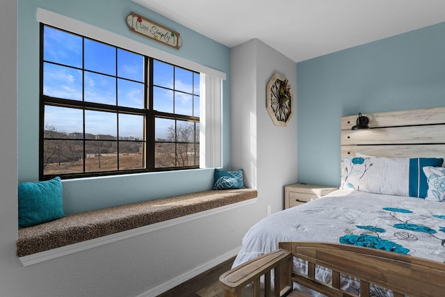 bedroom with wood-type flooring