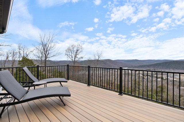 deck with a mountain view