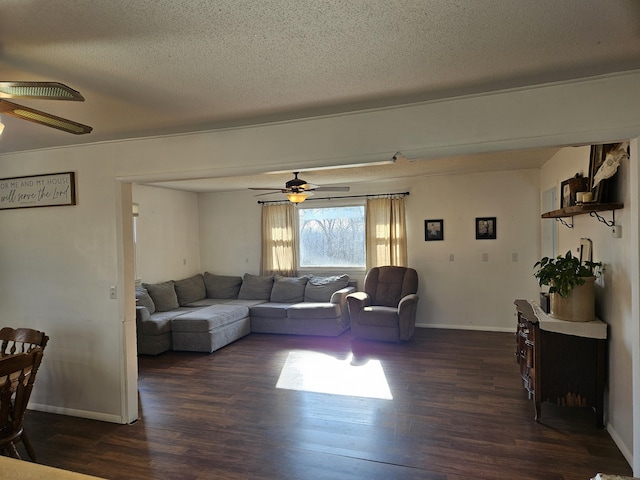21525 State Highway P, Ava, MO 65608 - living area featuring ceiling fan, dark wood-style flooring, and a textured ceiling