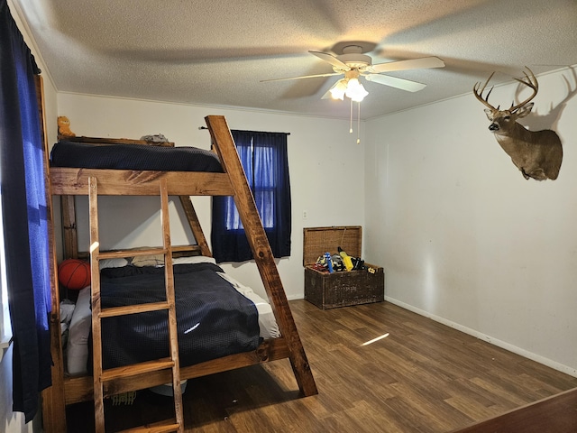 21525 State Highway P, Ava, MO 65608 - bedroom with wood finished floors, a textured ceiling, and ceiling fan