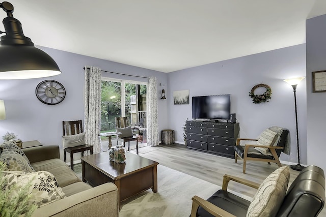 living room featuring light hardwood / wood-style flooring