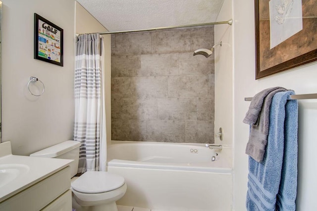 189 Avondale Dr Unit 91-6, Branson, MO 65616 - full bathroom featuring shower / bathtub combination with curtain, vanity, a textured ceiling, and toilet