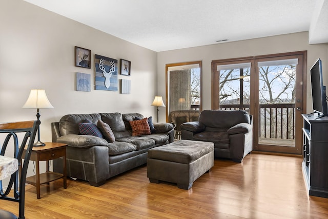 living room featuring light wood-type flooring