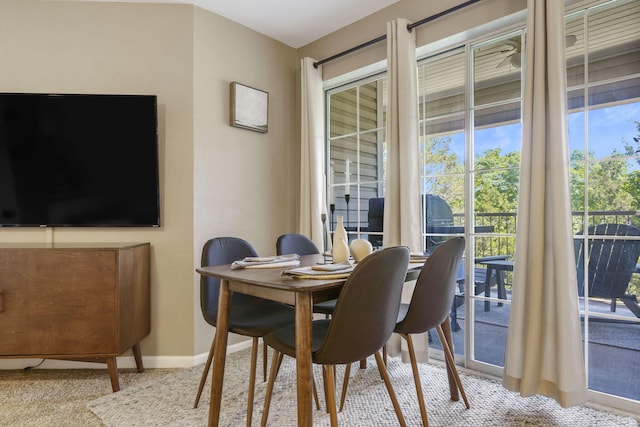 view of carpeted dining room