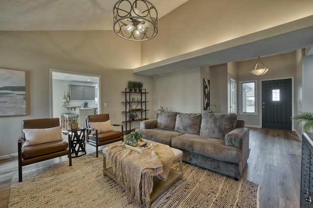 living room with hardwood / wood-style floors