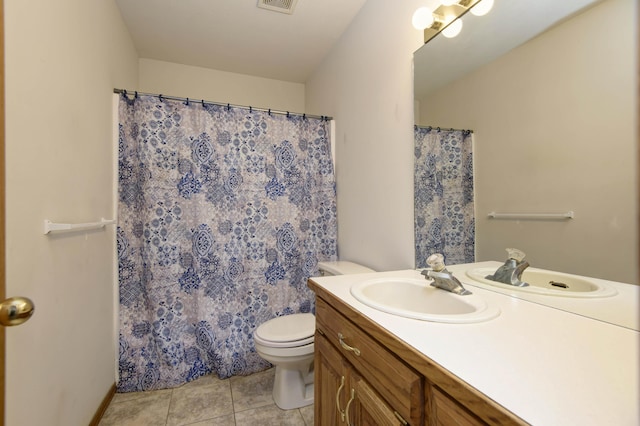 bathroom featuring tile patterned floors, vanity, and toilet