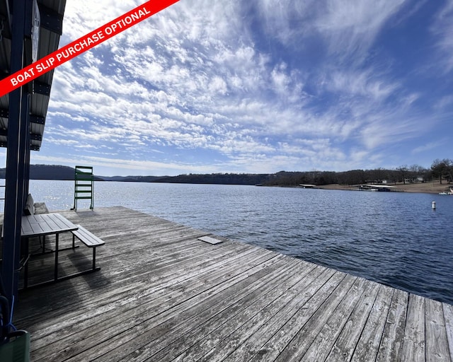 dock area featuring a water view