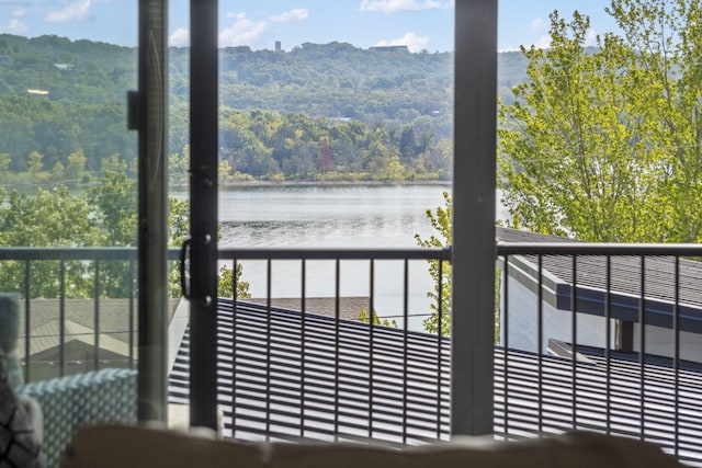 water view with a wooded view