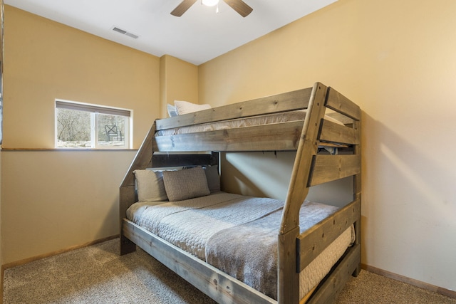 bedroom with carpet flooring and ceiling fan