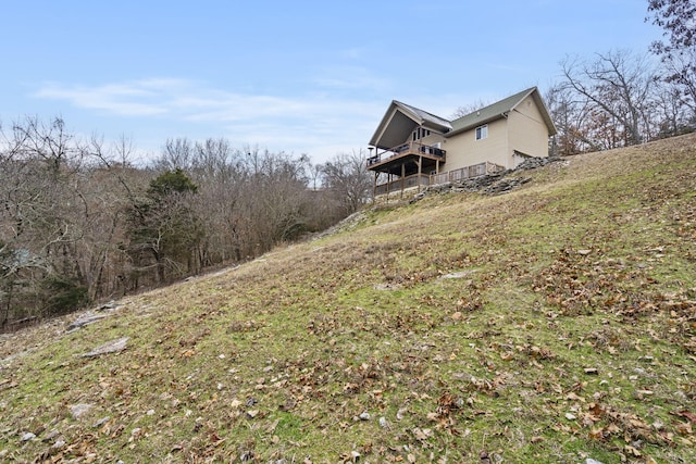 view of yard with a deck