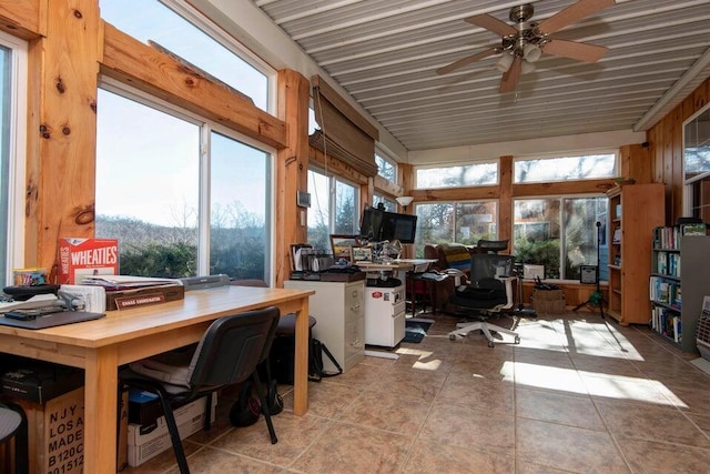 office featuring a wealth of natural light and ceiling fan