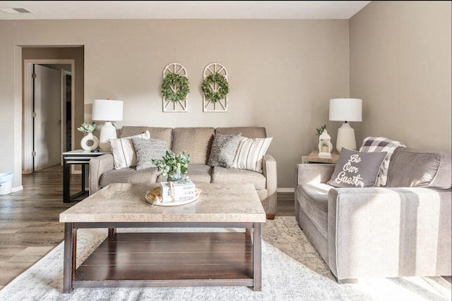 living room featuring light hardwood / wood-style flooring